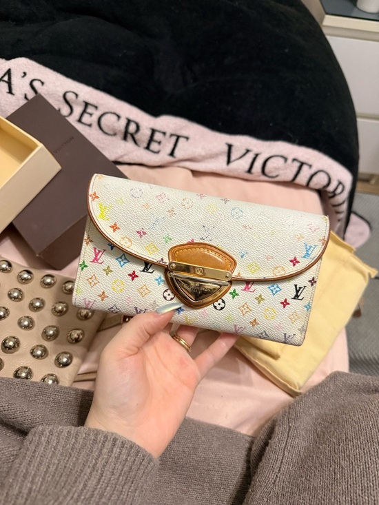 Louis Vuitton Handbags - Louis Vuitton Eugenie White Multicolor Monogram Canvas Wallet with Tan Trim